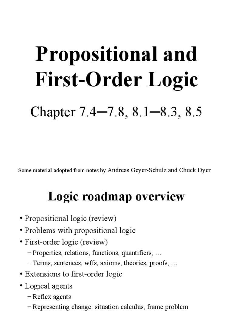 Propositional vs First-Order Logic | PDF | Logic | First Order Logic