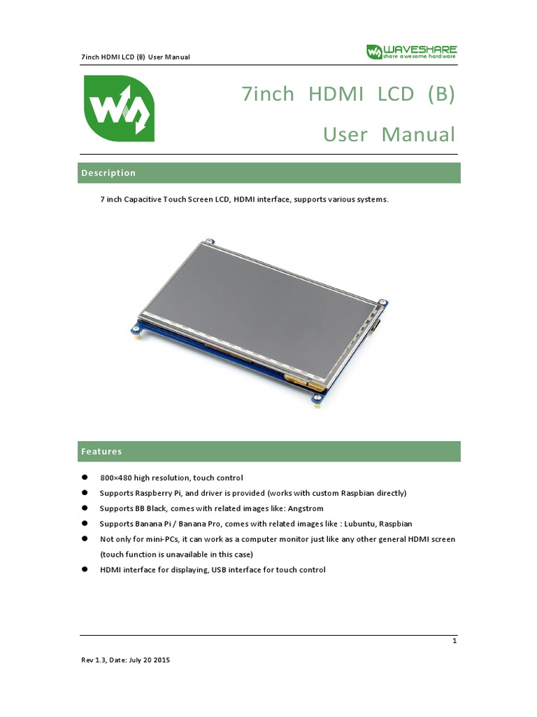 7inch HDMI LCD (B) User Manual | PDF | Raspberry Pi | Booting
