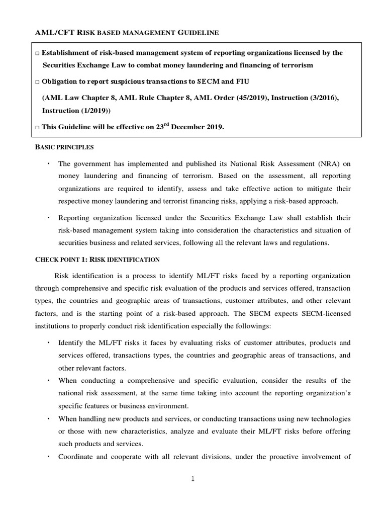 AML CFT Risk Based Management GuidelineENG Version | PDF | Money ...