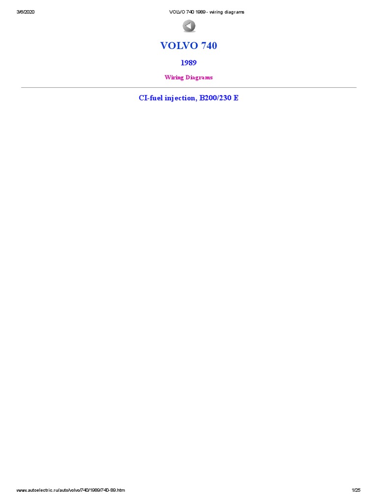 VOLVO 740 1989 Wiring Diagrams PDF