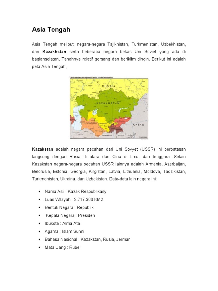 Asia Tengah Kazakhstan Dzulfiqar Ali Fakhri Xii Ipa 4 Pdf