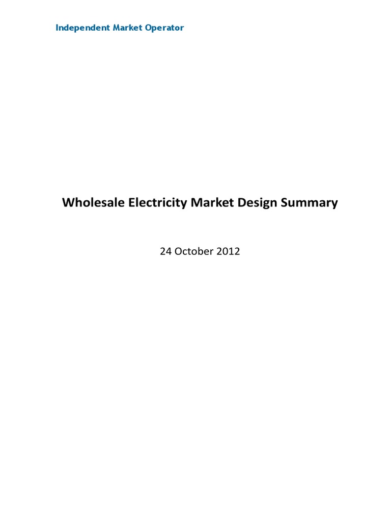 Wem Design Summary v1-4 24 October 2012 | PDF | Supply And Demand ...
