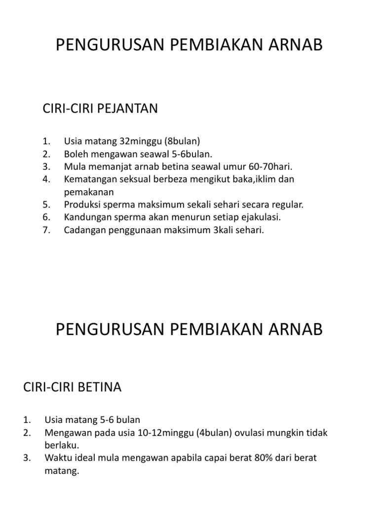 Pengurusan Pembiakan Arnab Pdf