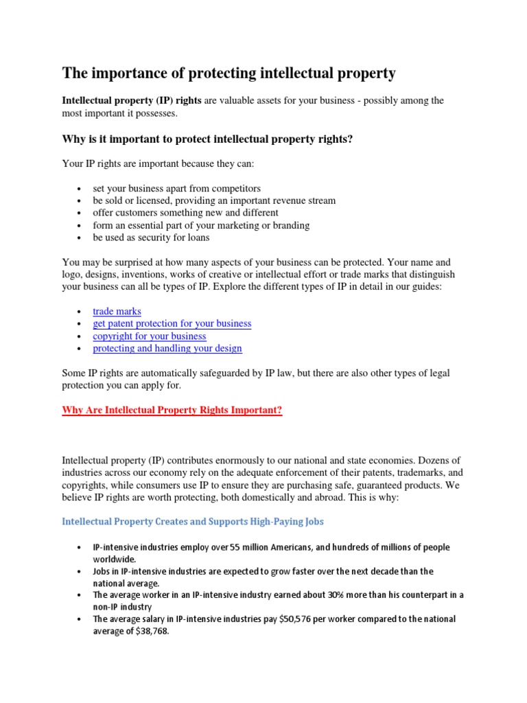 Importance of IPR | PDF | Intellectual Property | Innovation