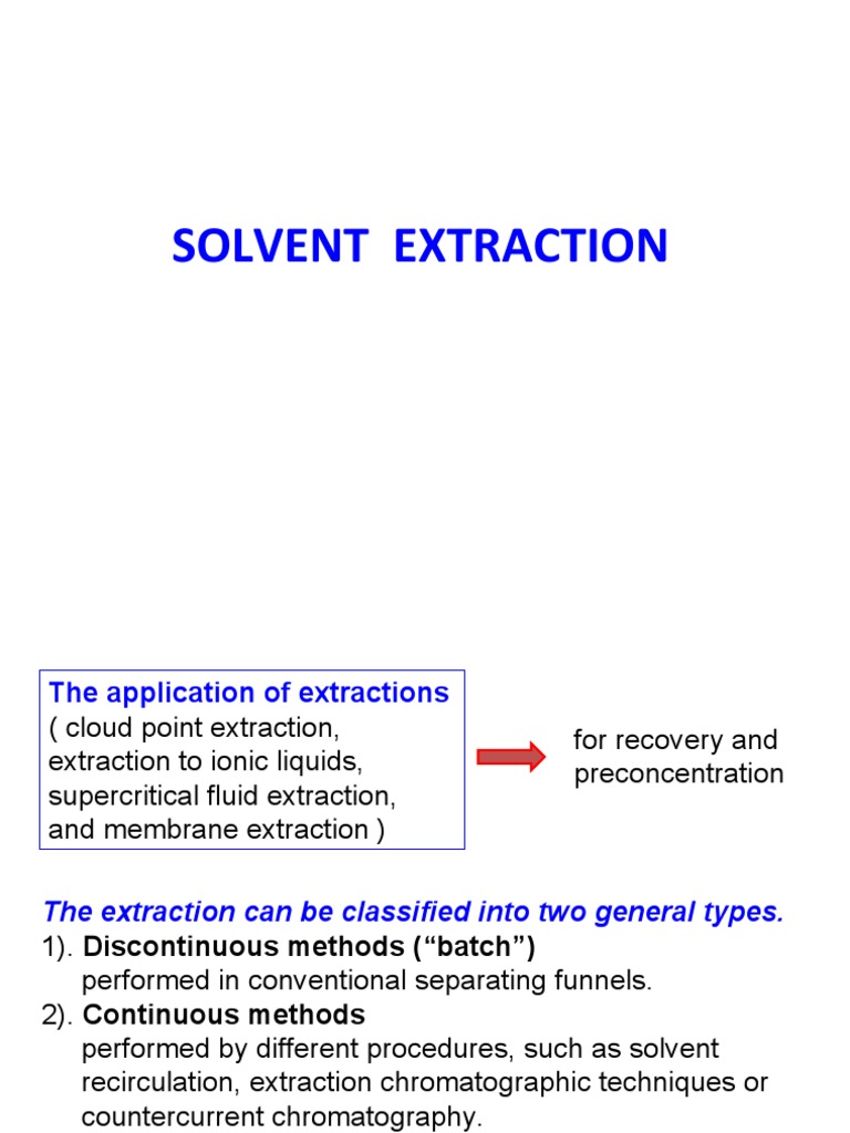 Solvent Extraction Techniques Overview | PDF