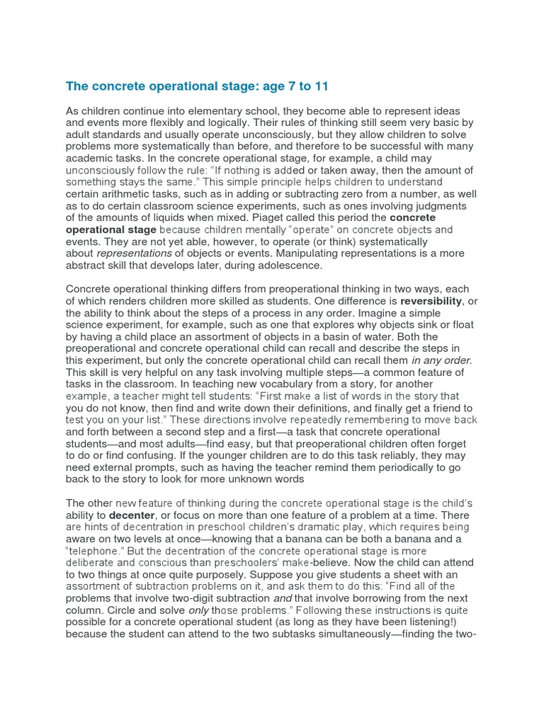 The Concrete Operational Stage Download Free PDF Academic