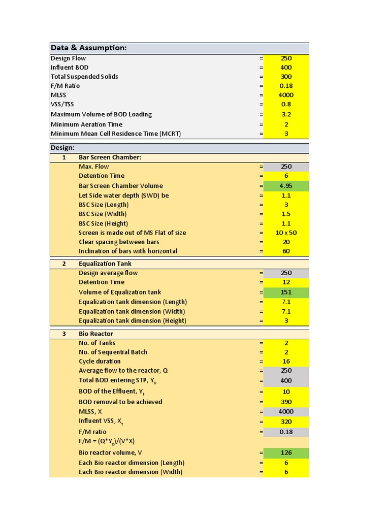 STP Design Calculations and Dimensions | PDF | Sewage Treatment ...