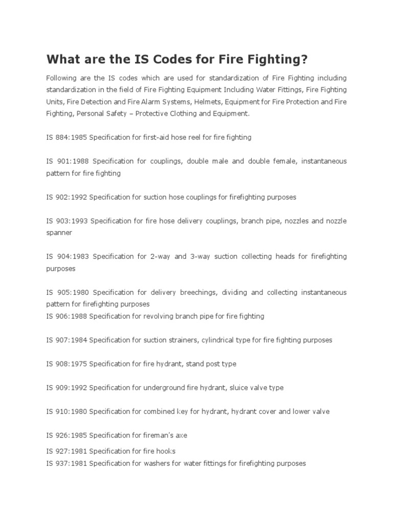 Fire Fighting Codes Download Free PDF Firefighting Firefighter