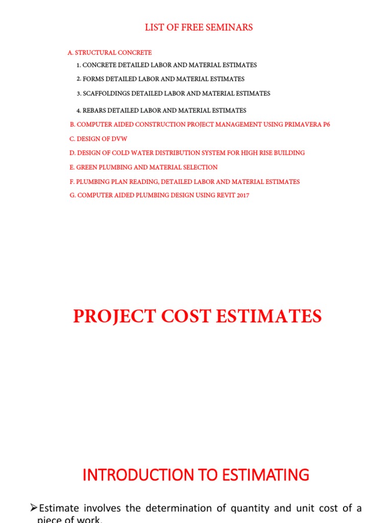 Introduction To Estimating | PDF | Engineering | Economies