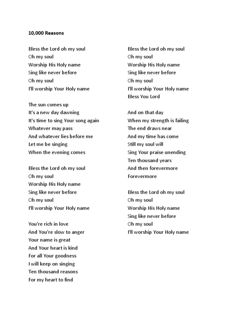 10000 reasons lyrics