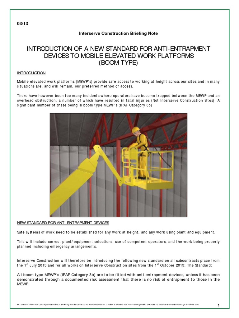 New Anti-Entrapment Standards for MEWPs | PDF | Prevention | Safety
