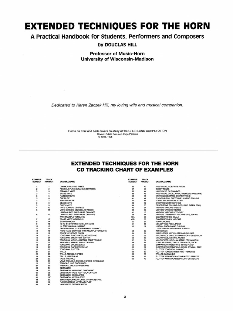 Douglas Hill Extended Techniques For The Horn PDF PDF