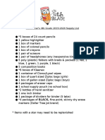 4th Grade Supply List 2019-20