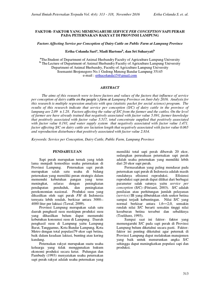 Jurnal MH SC Sapi Perah | PDF | Food Industry | Agriculture