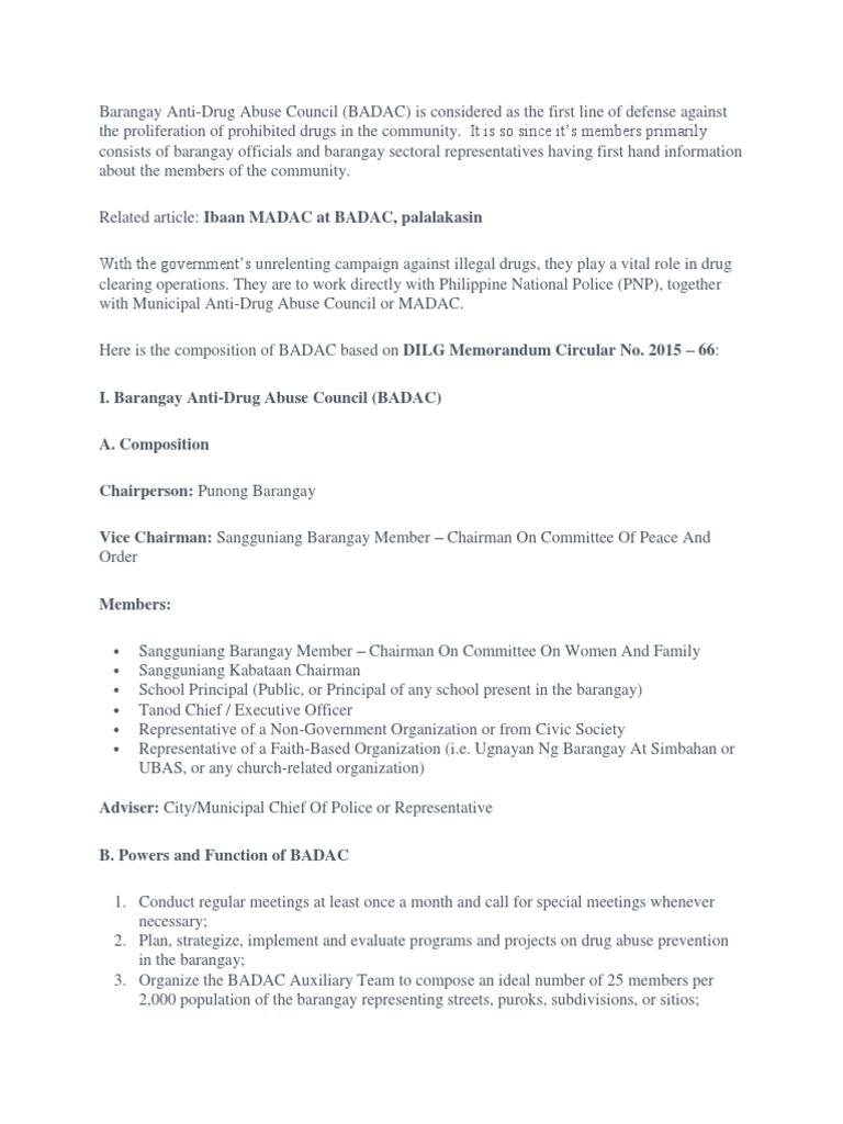 Barangay Anti-Drug Abuse Council Overview | PDF | Public Sphere ...
