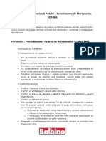 POP-RM Procedimentos para recebimento de mercadorias