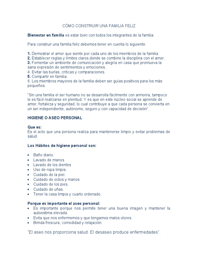 Claves para una familia feliz | PDF | Higiene | Amor