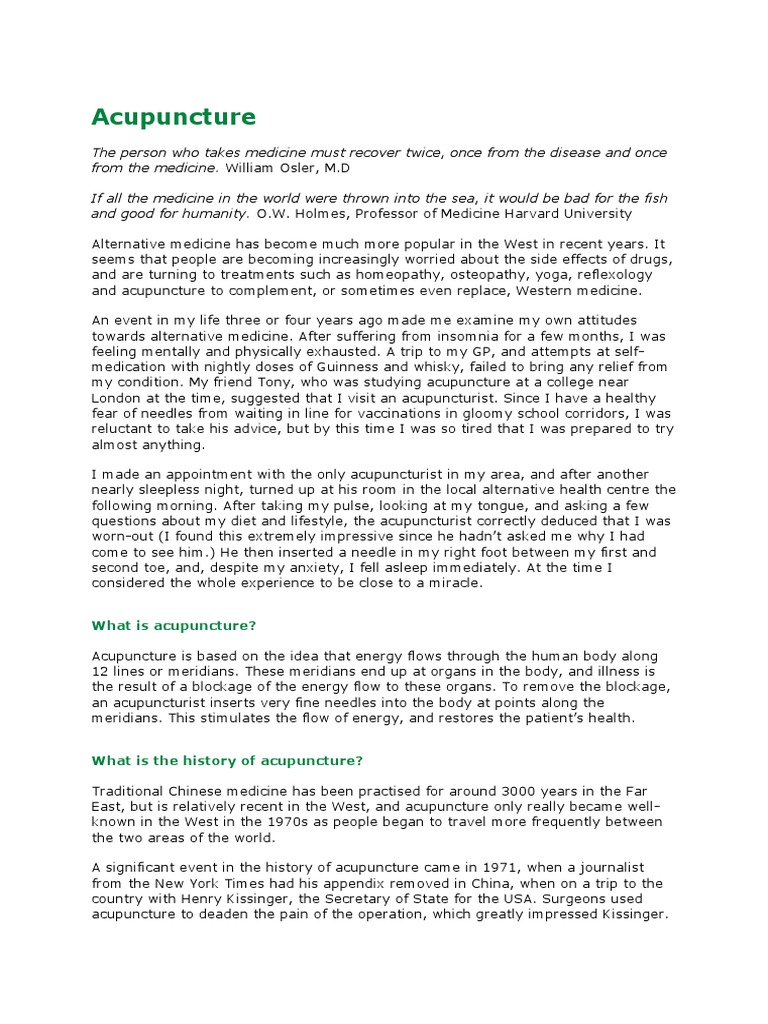 B1.2 Acupuncture | PDF | Acupuncture | Traditional Chinese Medicine