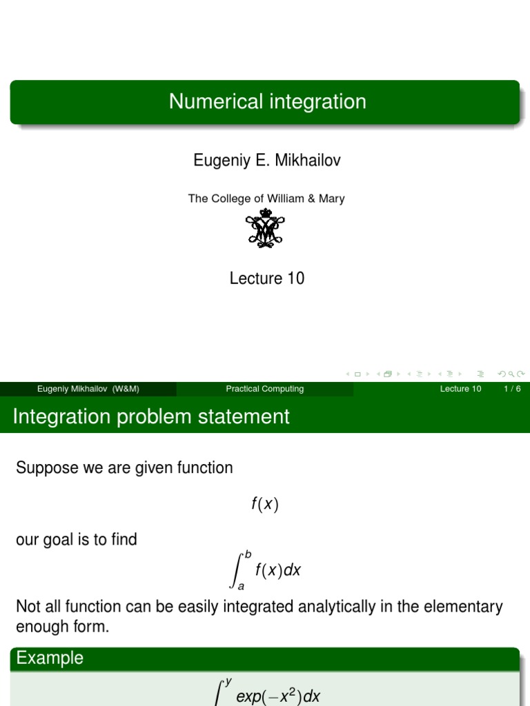 Numerical Integration Methods Overview | PDF | Integral | Mathematical ...