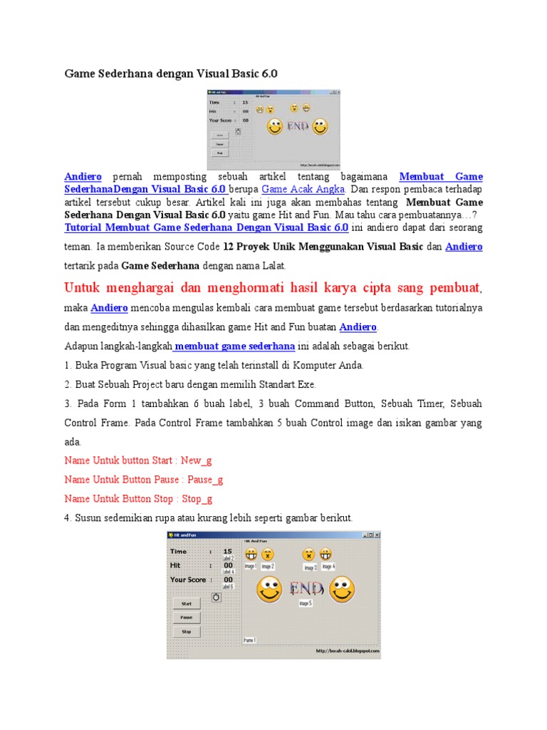 Game Sederhana Dengan Visual Basic 6 | PDF