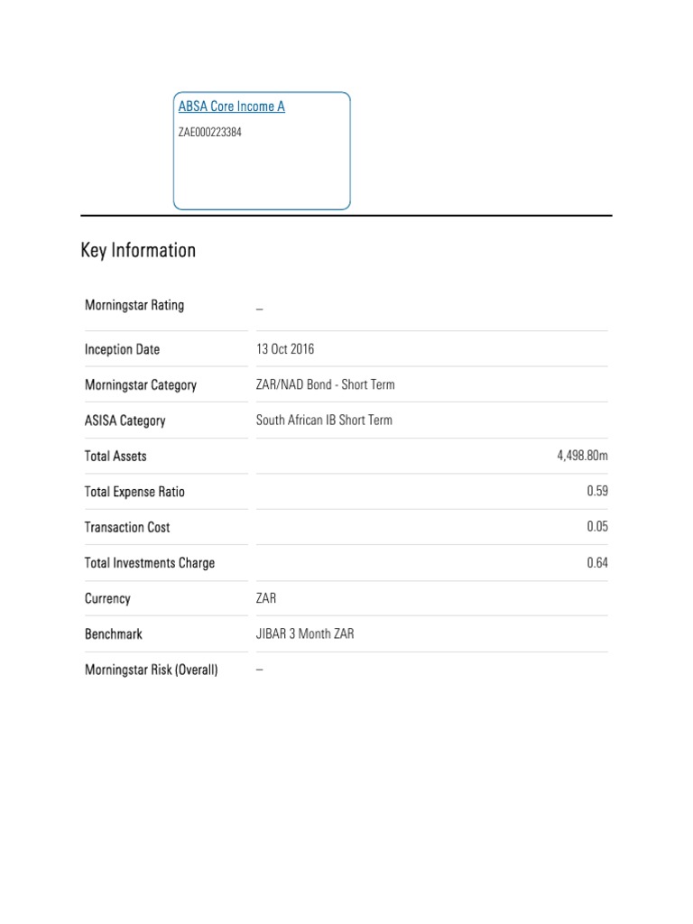 ABSA Core Income Fund Overview | PDF | Investment Fund | Investing