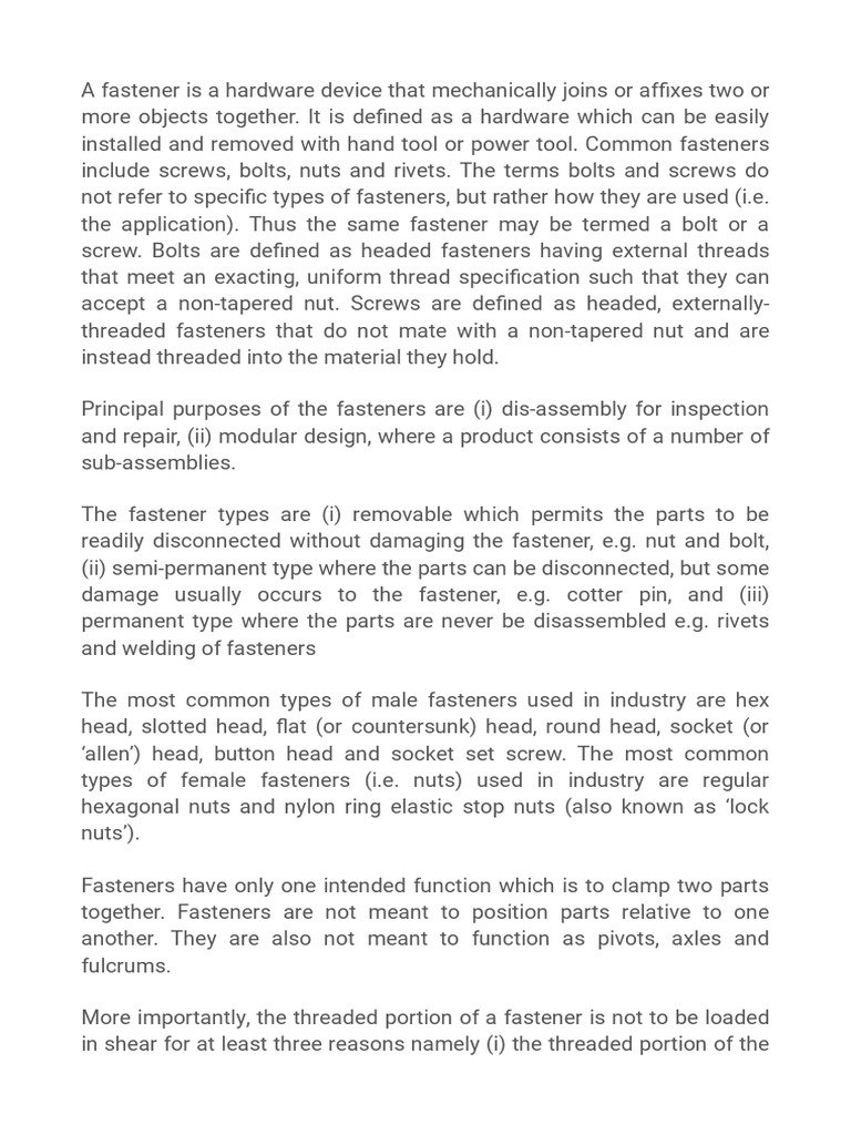 Fastener Materials and Nomenclature | PDF | Screw | Strength Of Materials