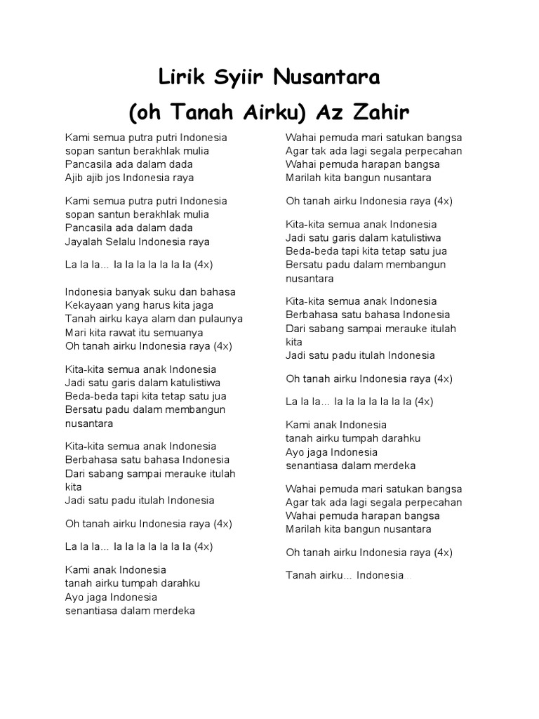 Lirik_Nusantara_Indonesia_Raya | PDF