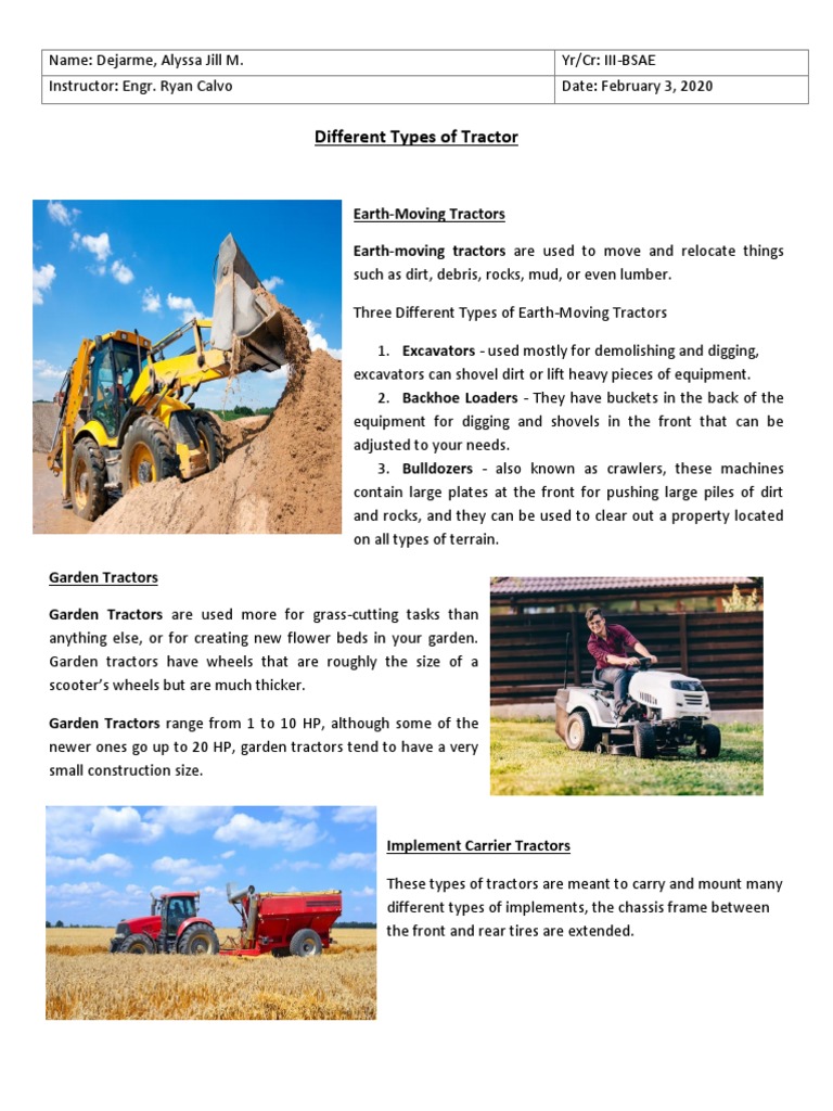 Types of Tractors in Agriculture | PDF | Tractor | Land Vehicles
