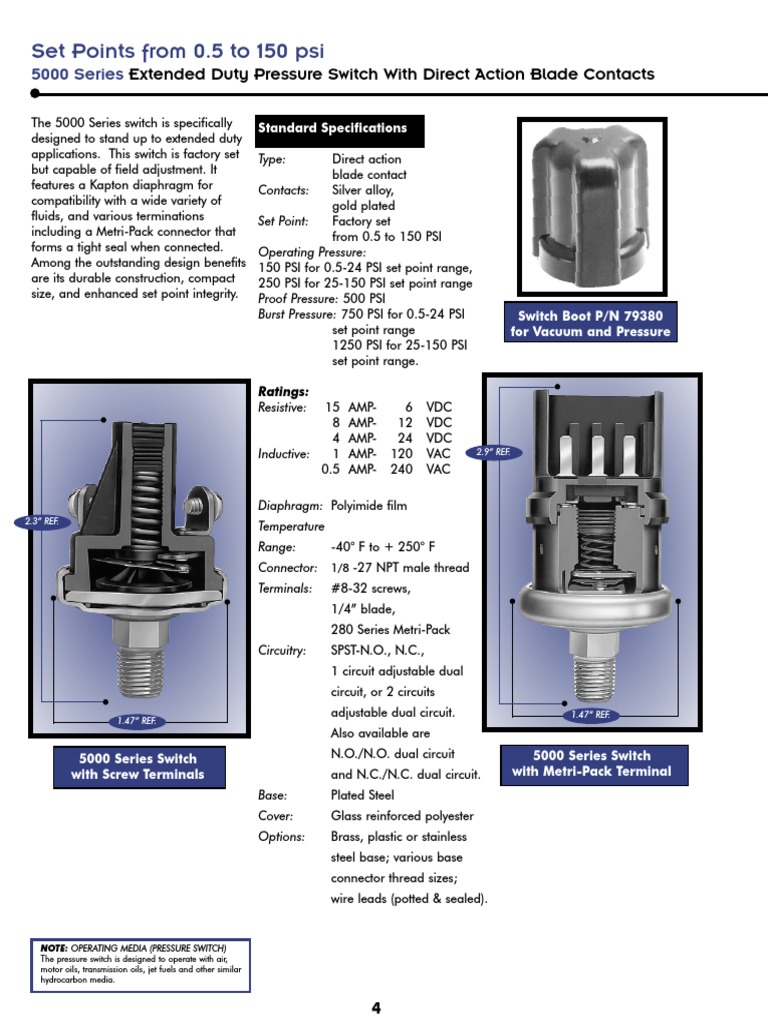 HoneywellSensingSwitch5000 SeriesProductsheet PDF PDF Switch