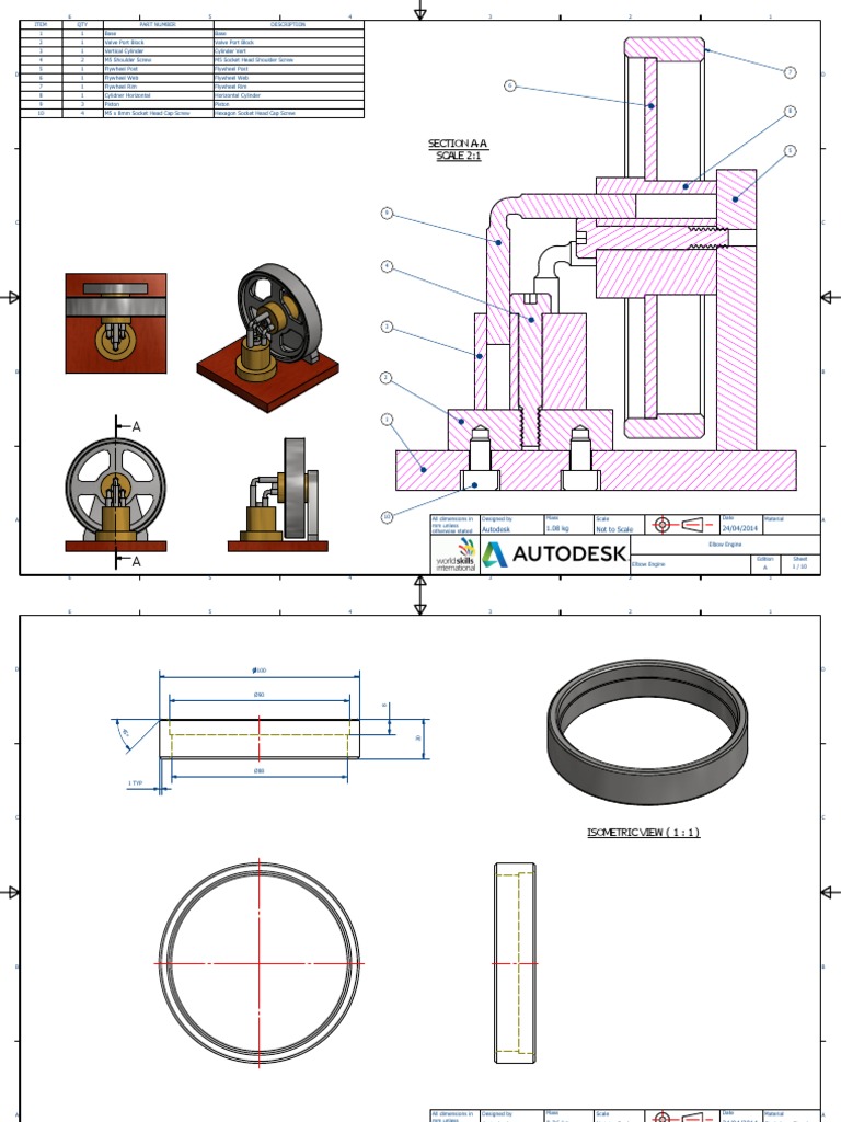 Elbow Engine Assembly Drawings | PDF | Engines | Engine Technology
