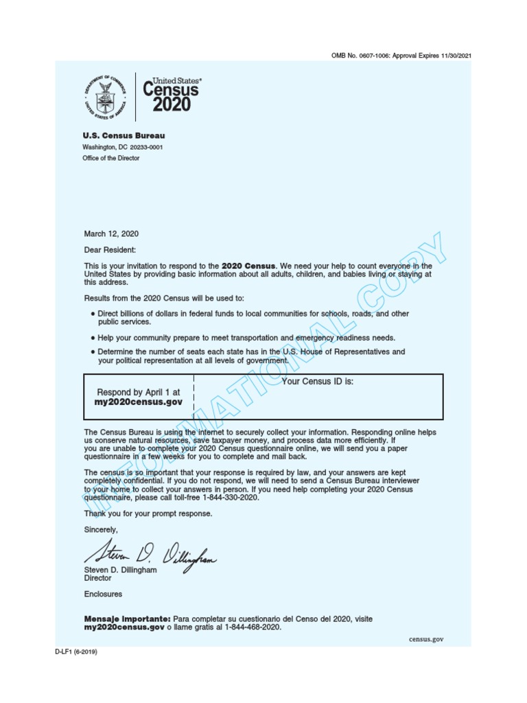 Census Invitation Letter | PDF | United States Census Bureau | Census