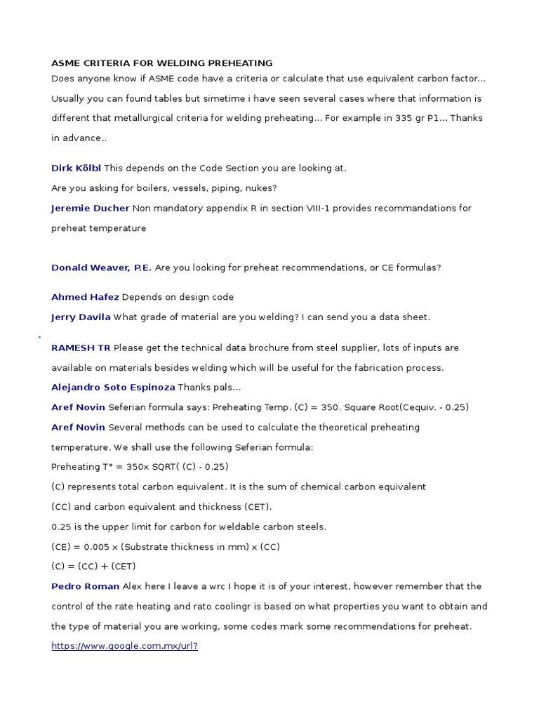 ASME Welding Preheat Guidelines | PDF | Welding | Construction