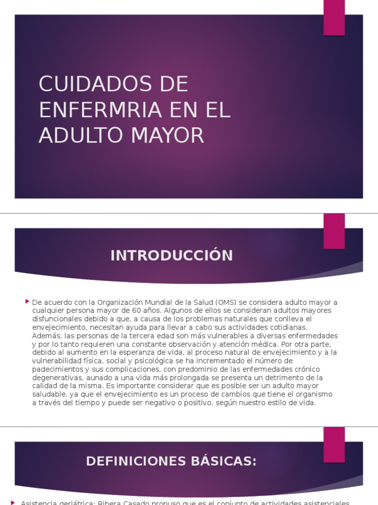 Cuidados de Enfermería en Adultos Mayores | PDF | Vejez | Adultos