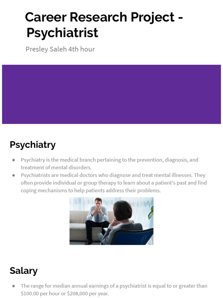 Career Research Project Psychiatrist PDF Psychiatrist Psychiatry