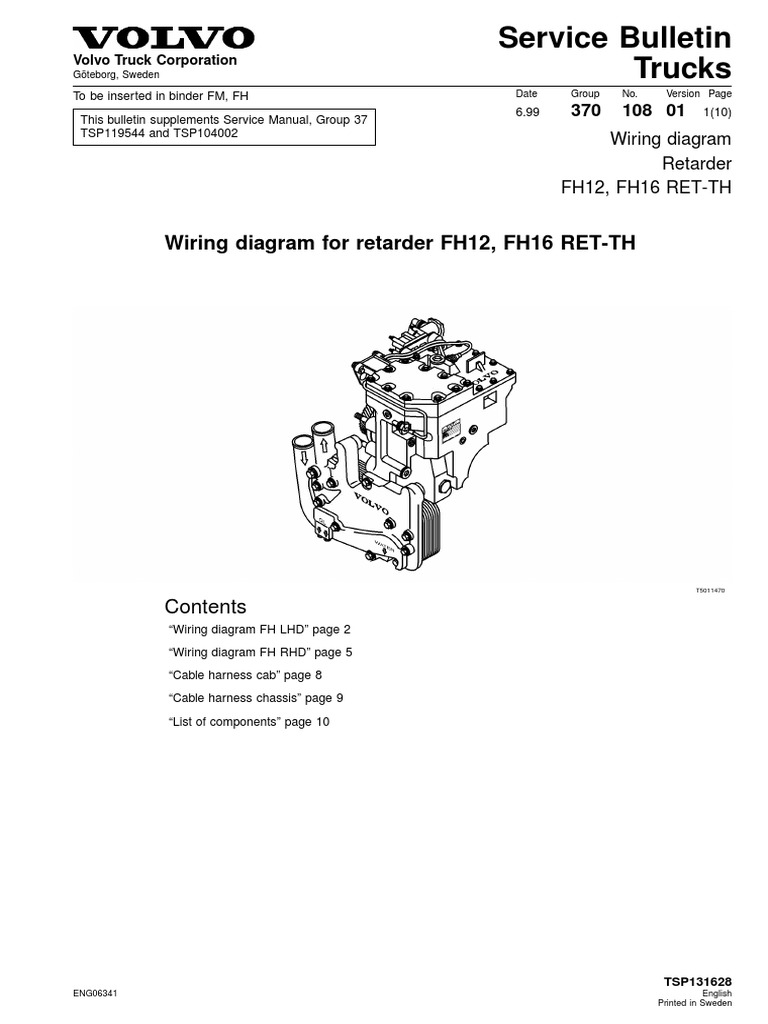 Wiring Diagram For Retarder FH12, FH16 RET-TH | PDF | Truck | Vehicle