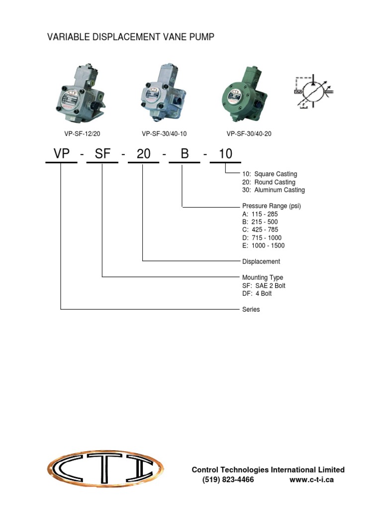 Variable Displacement Vane Pump Specs | PDF | Vehicles | Propulsion