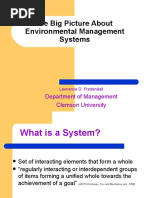 The Big Picture About Environmental Management Systems: Department of Management Clemson University