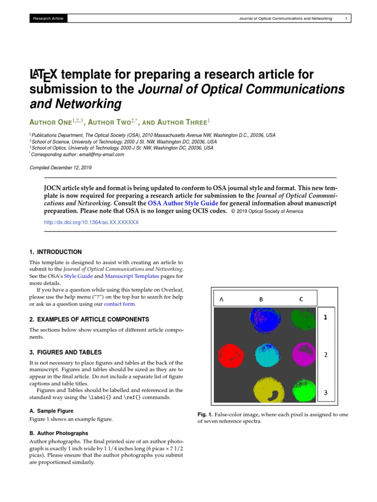Latex Template For Preparing A Research Article For Submission To The