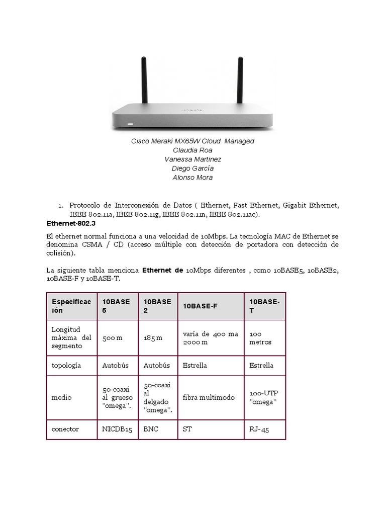 Cisco Meraki MX65W Cloud Managed PDF | PDF | Ieee 802.11 | Ingeniería ...