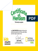 Kids Vs Plastic - Hero Certificate