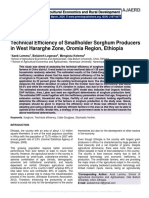 Technical Efficiency of Smallholder Sorghum Producers in West Hararghe Zone, Oromia Region, Ethiopia