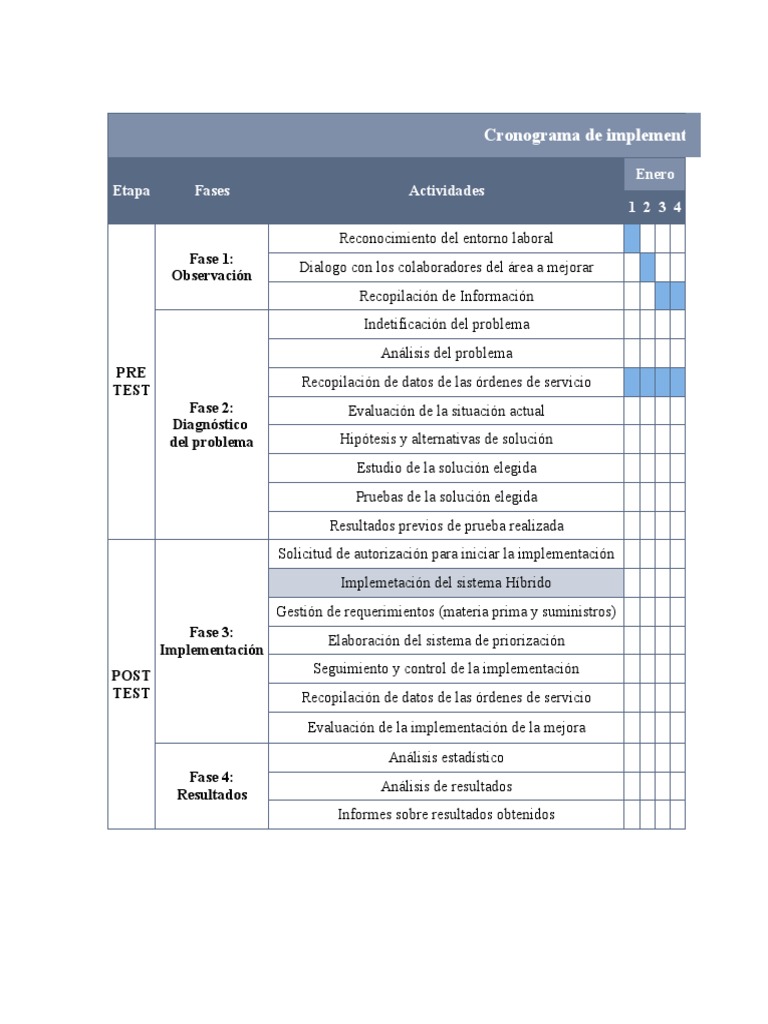 Cronograma de Implementación | PDF | Estadísticas | Business