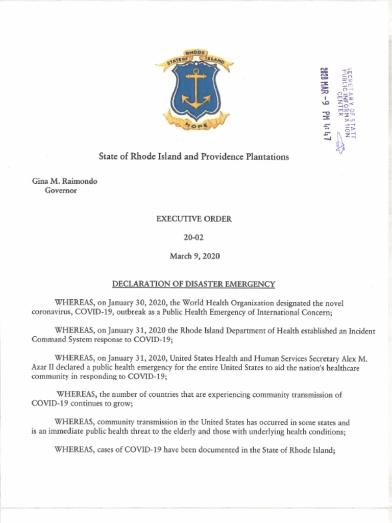 Executive order for state of emergency