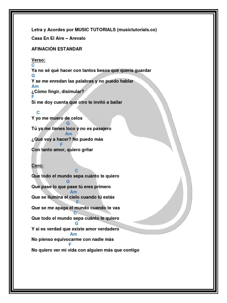 Casa En El Aire Arevalo Letra Y Acordes By Musictutorials Entretenimiento General casa en el aire arevalo letra y acordes