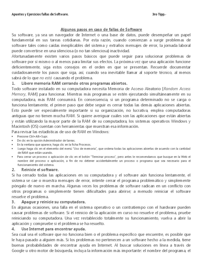Algunos Pasos En Caso De Fallas De Software Pdf Malware Programa