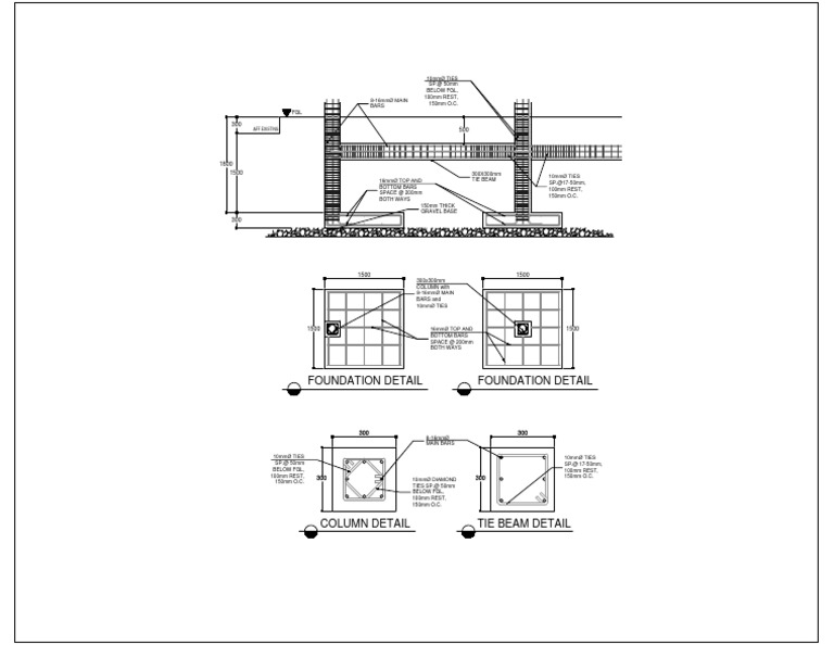 COLUMN AND TIE BEAM DETAILS Civil Engineering Building Engineering