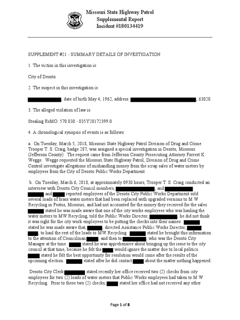 MO Hwy Patrol Desoto Meter Scrap Summary PDF Scrap Money