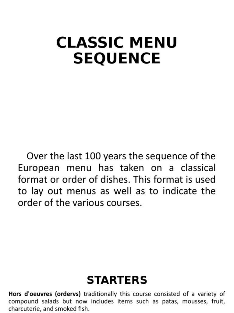 Classic Menu Sequence PDF Entrée Salad