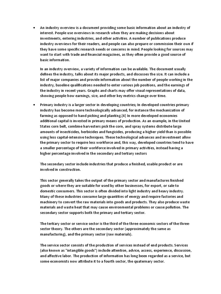 Industry Overview and Economic Sectors | PDF | Knowledge Economy ...
