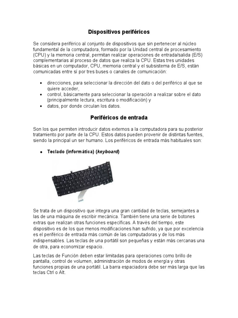 Dispositivos Periféricos | PDF | Periférico | Hardware de la computadora